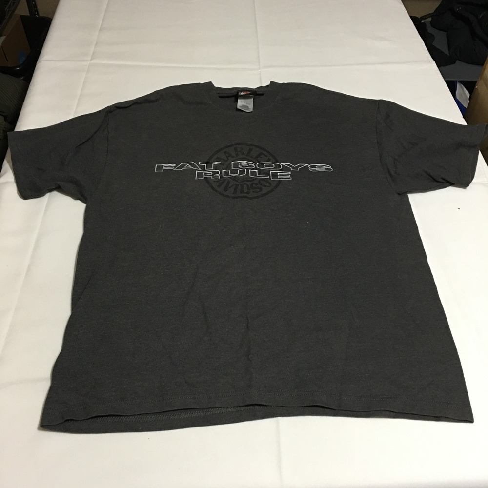 Vintage Harley-Davidson T-Shirt Mens XL Charcoal Fat Boys Rule Made in USA